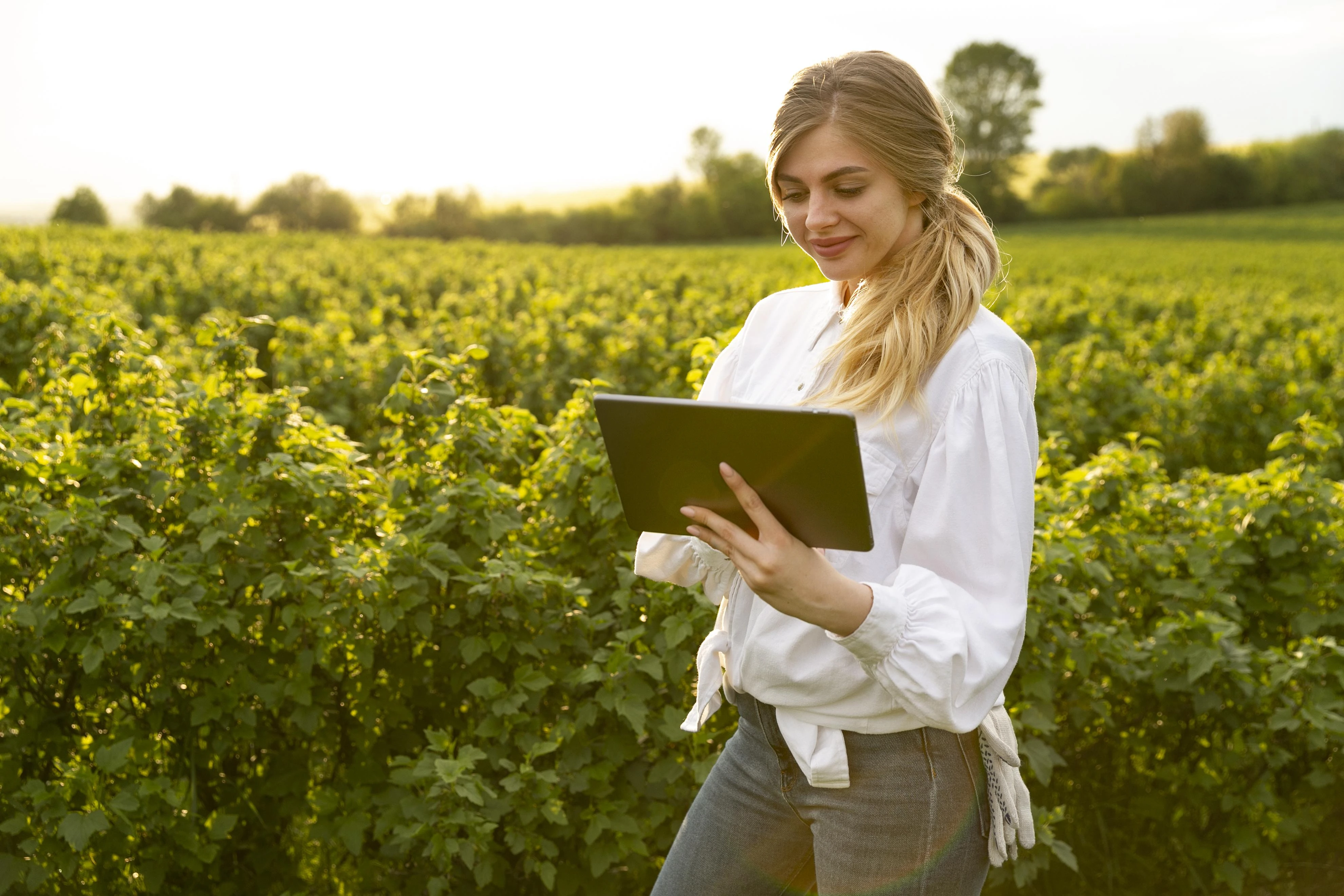 Farmer using technology